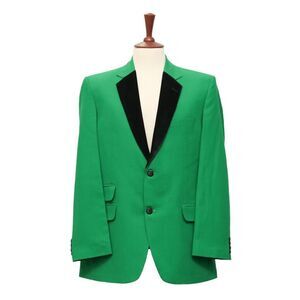 Mens Blazer Green Wool Black Velvet Formal Tuxedo Jacket Wedding Sport Coat 44R